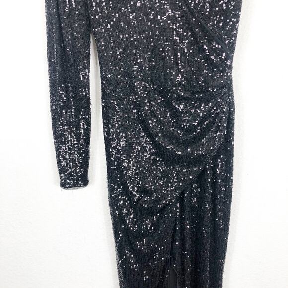 BCBGMAXAZRIA One-Sleeve Sequin Gown Size Small Sparkle Event Cocktail Wedding - Picture 10 of 15